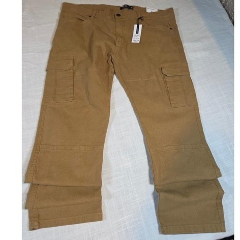 Open Tab Collection Mens Slim Straight Fit Utility Work Pant Tobacco Brown W40